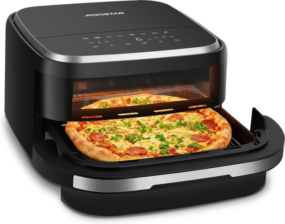 Aigostar Heißluftfritteuse Schwarz mit 2200W, XL Garfläche, Sichtfenster, Touchscreen und 11 Programmen