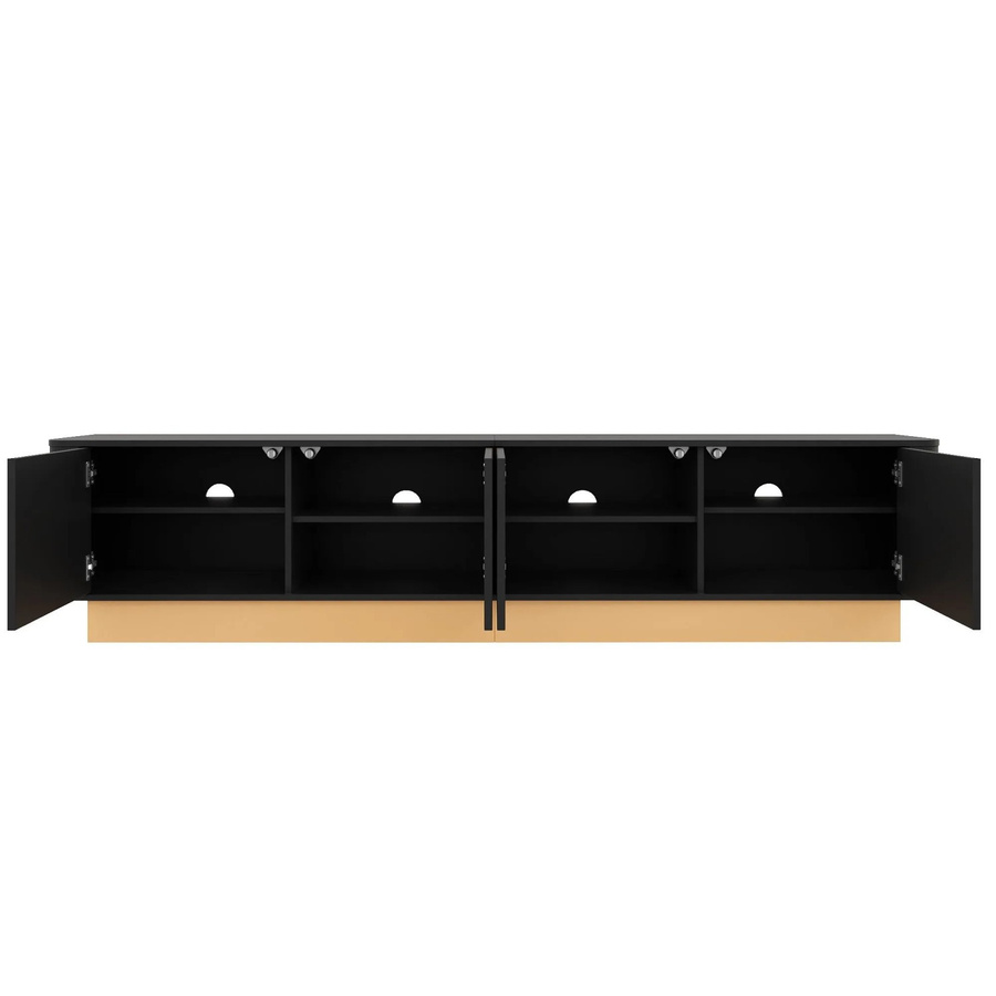 okwish TV Lowboard Modern in Schwarz mit 4 Türen und verstellbaren Fächern, B/T/H: 200 x 40 x 47,5 cm - Bild 2