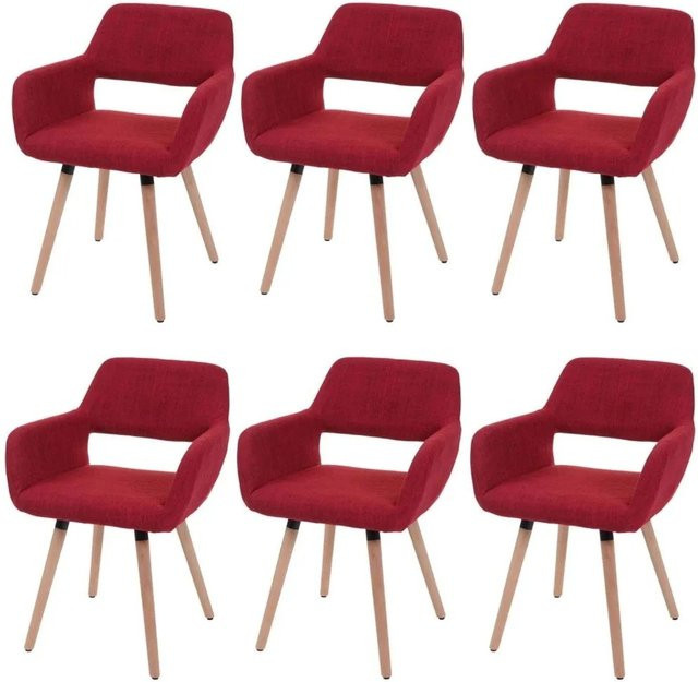 6er-Set MCW Esszimmerstühle A50 II im Retro-Design, Textil, Purpurrot, B/T/H: 57 x 78,5 x 100 cm - Bild 1