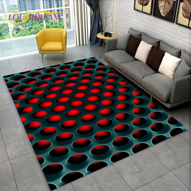 Karpetti 3D-Teppich mit modernem geometrischem Design in Rot, rutschfest und waschbar, B/B: 120 x 160 cm - Bild 1