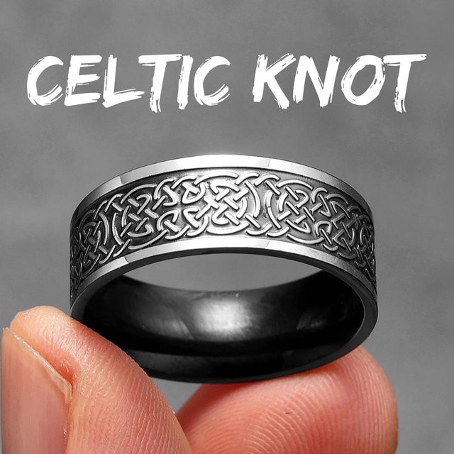 YIRAN Jewelry Ring, Edelstahl, Wikinger Keltischer Knoten, Damen - Bild 1