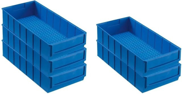 PROREGAL SparSet 5x Blaue Industrieboxen Sortimentskästen aus Kunststoff, H x B x T: 8,1 x 18,3 x 40 cm - Bild 1