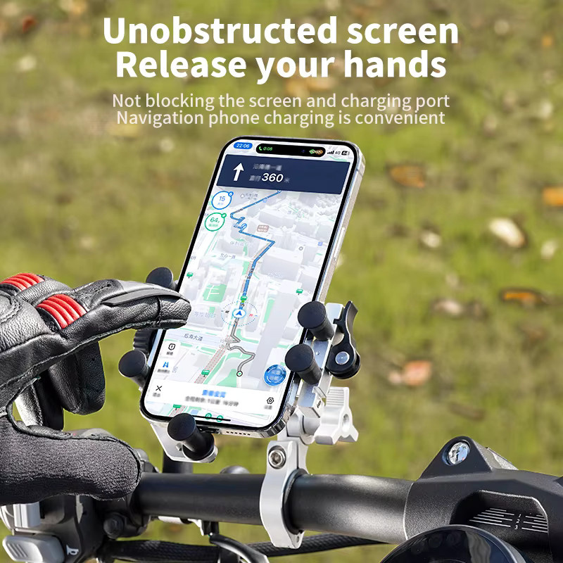 Drehbare Motorrad-Navigationshalterung aus Aluminium-Legierung für dein Bike, Farbe: Silber - Bild 2