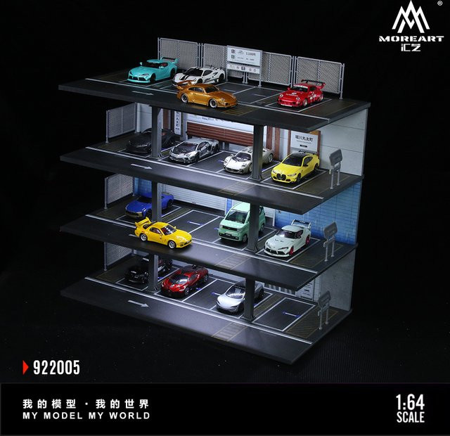 TimeMicro&MoreArt Japanisches Dreistöckiges Parkhaus Garage Lager- und Ausstellungsszene, 1:64 - Bild 1