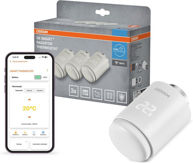 OSRAM SMART+ WIFI Heizungsthermostat 2. Generation, Weiß, 3er Pack - Bild 1