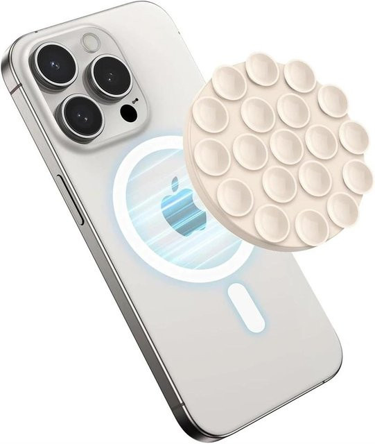 YULIN Magnetischer Silikon-Handy-Griffhalter mit Saugnapf für MagSafe, Universeller Selfie- und Video-Ständer in Weiß - Bild 1