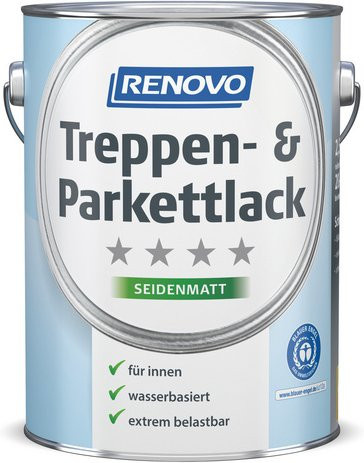 RENOVO Treppen- und Parkettlack wasserbasiert, transparent, seidenglänzend, 2,5 l - Bild 1