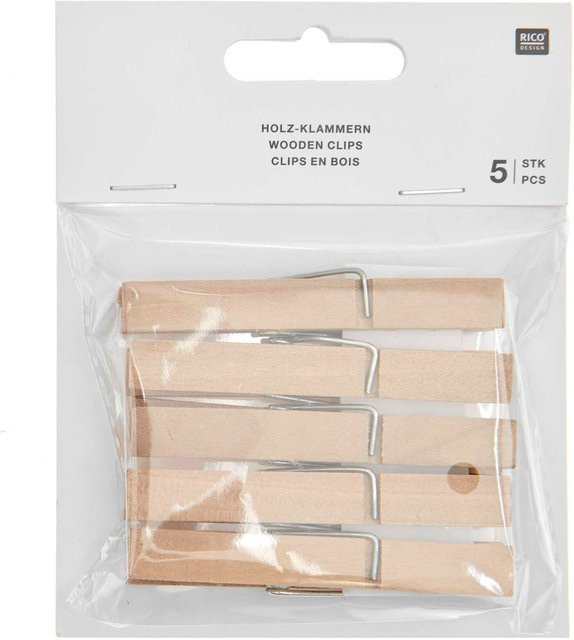 Rico Design Holzklammern groß in Natur/Beige für Adventskalender - Bild 1