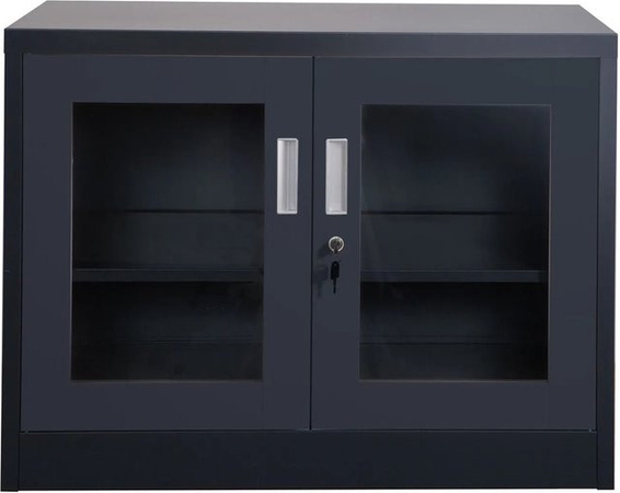 Jet-Line Stahlschrank Ufa in Anthrazit mit Glasfront und abschließbaren Türen, B/T/H: 68 x 40 x 90 cm