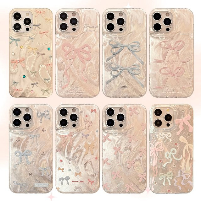Potdemiel Handyhülle mit buntem Diamant-Bowknot-Muster für iPhone, stoßfeste Schutzhülle in Multicolour - Bild 1