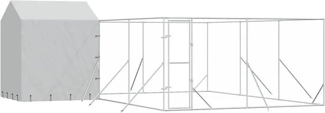 vidaXL Outdoor-Hundezwinger mit Dach aus verzinktem Stahl in Silber, B/T/H: 6 x 6 x 2,5 m - Bild 1