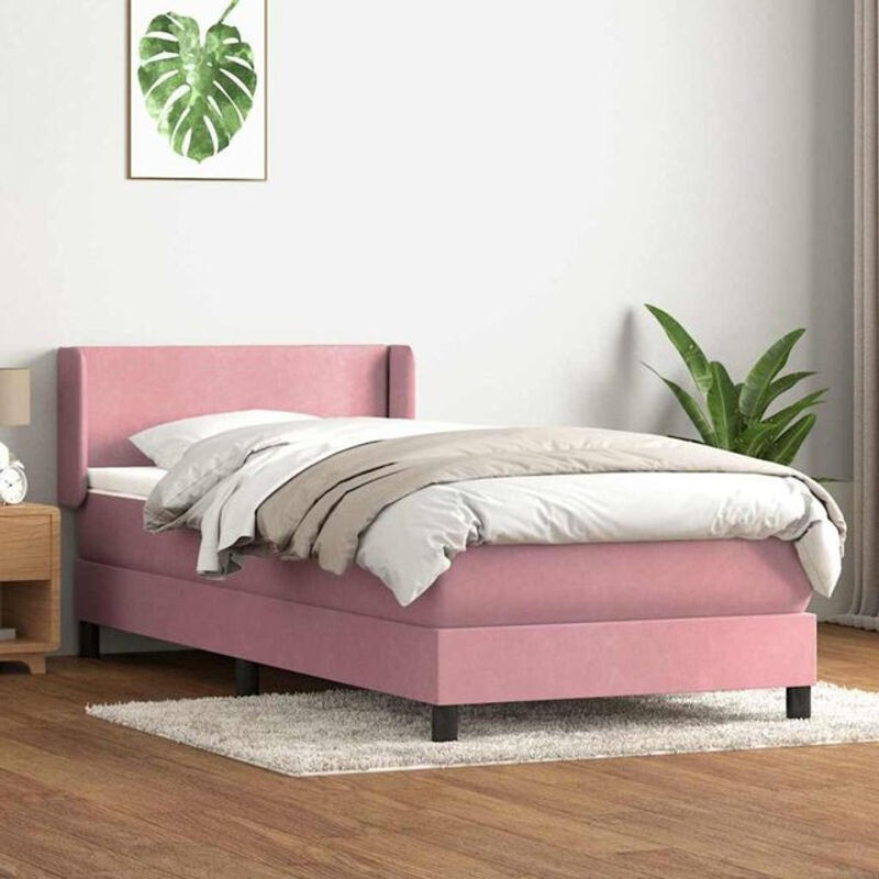 Vidaxl Boxspringbett mit Matratze in Rosa aus Samt, B/T/H: 90 x 210 cm - Bild 1