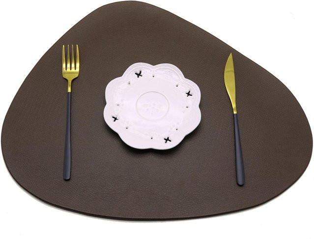 HomeHarmony Tischset und Untersetzer-Set aus Kunstleder in Braun, Nordisches Design, wasserdicht und hitzebeständig, B/T: 45,5 x 36,5 cm - Bild 1
