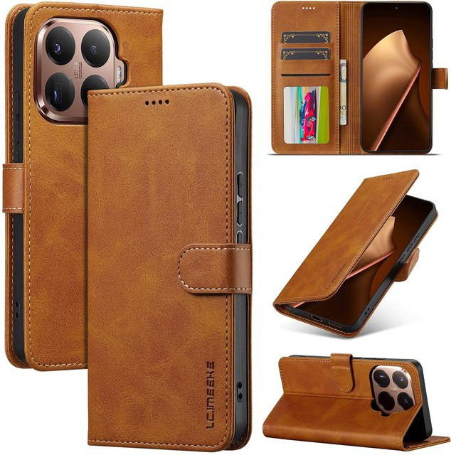 Luxuriöse Flip-Lederhülle für Xiaomi 17T 17T Pro 15T 15T Pro 14T 13T Pro als Brieftasche mit Kartenhalter in Schwarz oder Braun - Bild 1
