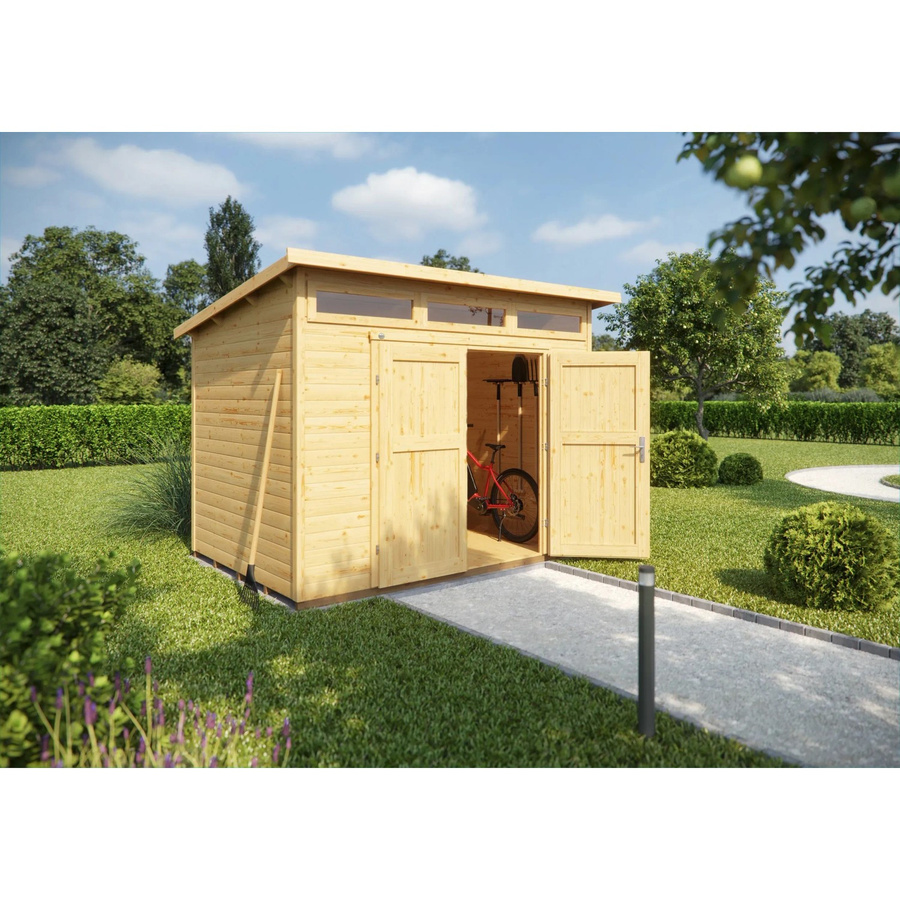 WEKA Gartenhaus 264 aus Massivholz mit Pultdach in Braun, B/H/T: 330 x 239 x 249 cm - Bild 2