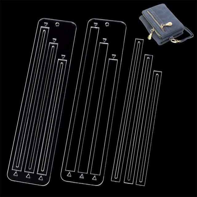 6er Set transparente Acryl-Reißverschlusstaschen-Vorlagen für die Herstellung von Geldbörsen und Jacken, Größen: 7 Zoll, 8 Zoll und 9 Zoll - Bild 1