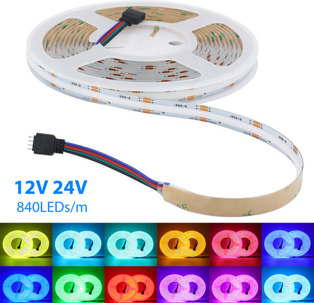 XUNATA RGB COB LED-Streifen Multicolour, 24 V, 840 LEDs/m, Breite: 10 mm - Bild 1