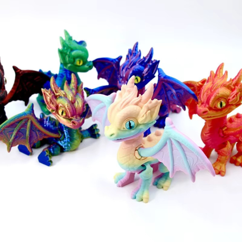 RBXC Fliegender Drache als bewegliches simuliertes Augenspielzeug und Haustierornament in Blaugrün aus 3D-Druck - Bild 1