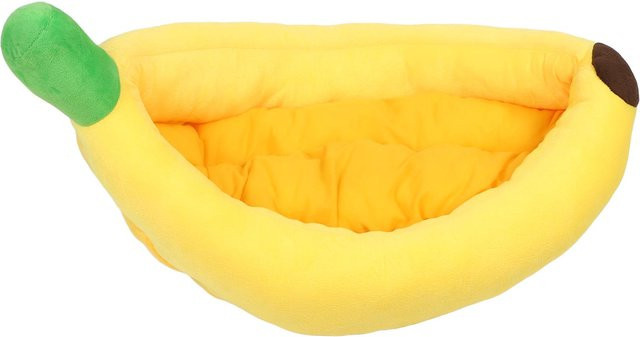 Koogeelife Bananen Katzenbett in Gelb, weiches und gemütliches Höhlenbett aus Mikrofaser für Katzen und kleine Hunde - Bild 1