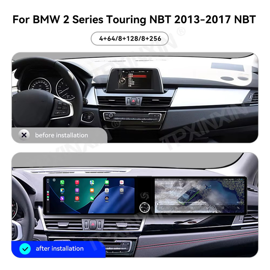 TPXINXIN Dual-Screen-Stereo-Player für BMW 2er Active Tourer F45 2014-2018 mit 24,6 Zoll Android Auto CarPlay und GPS in Schwarz - Bild 4