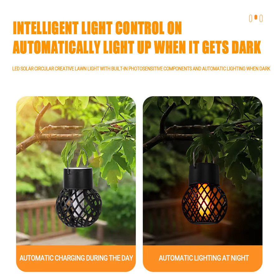 Heinast LED Solar Laterne mit Flammen-Effekt, wasserdichte Hängeleuchte für Garten, Terrasse und Hof - Bild 2