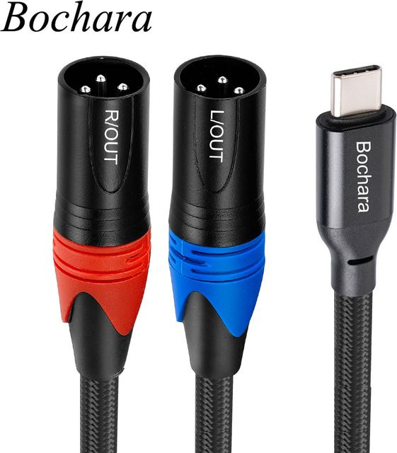 Bochara USB-C auf Dual-XLR Audiokabel, geflochten und abgeschirmt, Schwarz - Bild 1