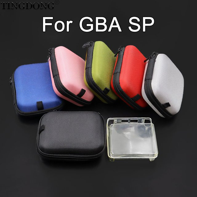TingDong Schutzhülle und Tragetasche für GBA SP, Transparente TPU Weichhülle und Harte EVA Aufbewahrungstasche, Schwarz/Transparent - Bild 1