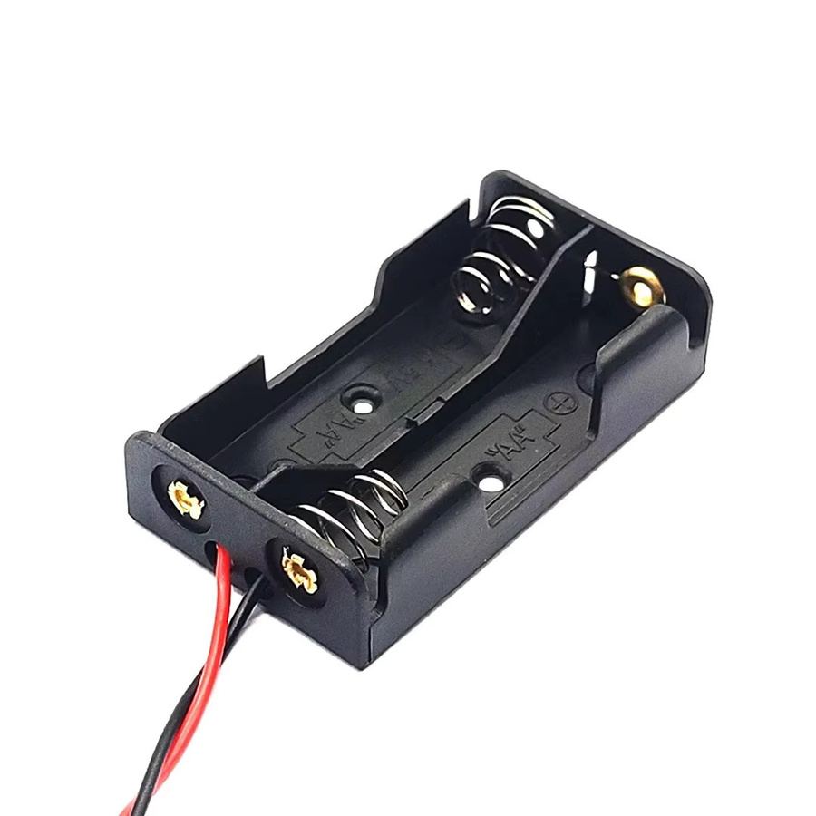 AA-Batteriegehäuse in Schwarz mit 1 bis 4 Steckplätzen für 14500 AA-Batterien inklusive Kabeln für Reihenschaltung - Bild 3