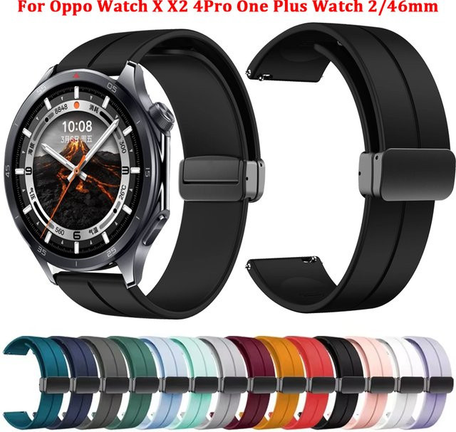 Uhrenarmband Silikon, Magnetische Schnalle, Schwarz, für Oppo One Plus 46mm - Bild 1