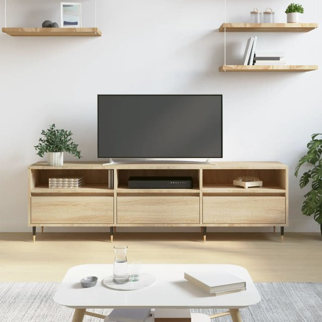 vidaXL TV-Schrank Sonoma Eiche in Braun mit Medienfächern, B/T/H: 150 x 30 x 44,5 cm - Bild 3