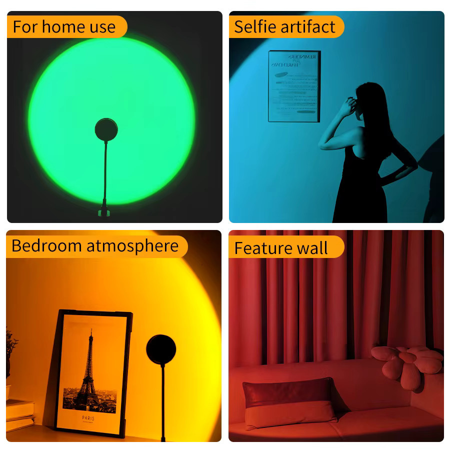 GGBEE Sonnenuntergang-Lampenprojektor mit RGB LED, 16 Modi und Fernbedienung für Raumdekoration und Fotografie - Bild 3