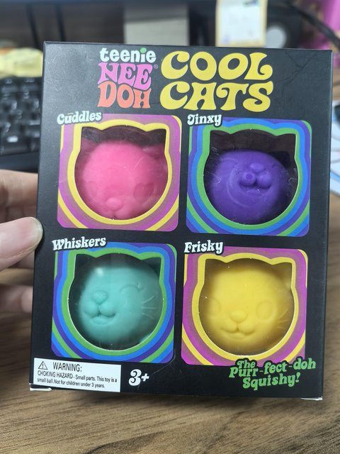 Needoh Teenie Cool Cats, Mini-Katzen Fidget Spielzeuge, 3er-Pack, yellow - Bild 1