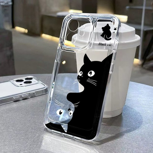 Transparente Handyhülle mit süßem Katzenmotiv für iPhone 16 Pro Max, 15, 14, 13, 12, 11, SE und weitere Modelle von AKABEILA - Bild 1