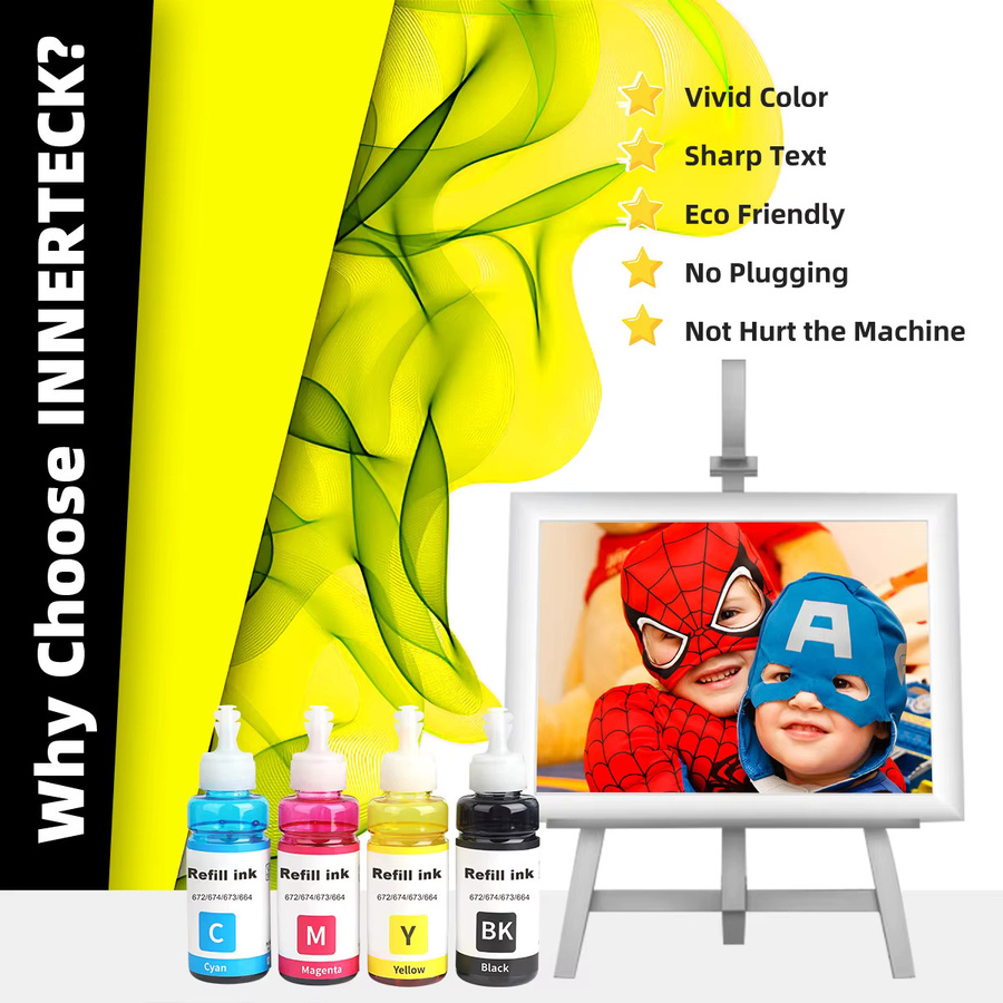 Epson Nachfülltinte für Inkjet-Drucker EP 664 672 673, Mehrfarbiges Set (Schwarz, Cyan, Magenta, Gelb) - Bild 5