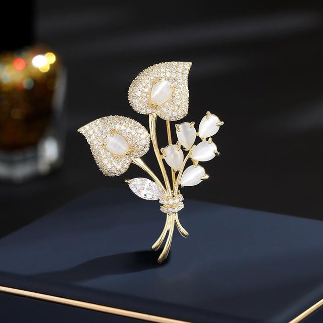 SUYU Blumenbrosche, goldgelb, Damen - Bild 1