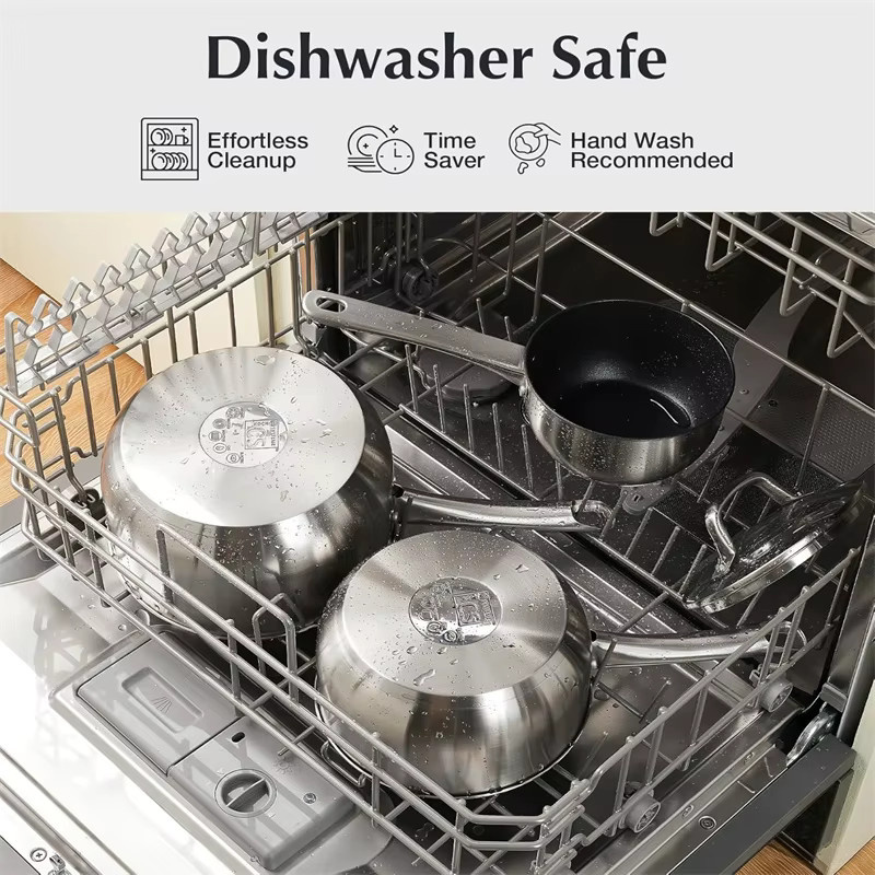 KOCH SYSTEME CS Edelstahl-Eintopf-Set in Silber und Schwarz mit antihaftbeschichteten Töpfen und Deckeln, Induktionskompatibel - Bild 4