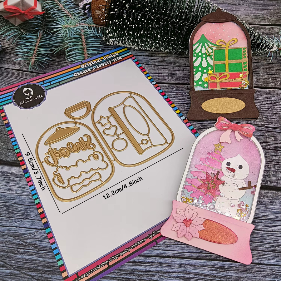 Alinacutle Metall-Stanzform Gashapon Schneekugel in Gold für DIY Papierhandwerk und Grußkarten - Bild 2