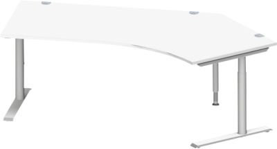 Schäfer Shop Genius Winkelschreibtisch MODENA FLEX 135 Grad mit C-Fuß-Rundrohr, Ansatz rechts, Farbe: Weiß, Breite: 216,5 cm - Bild 1