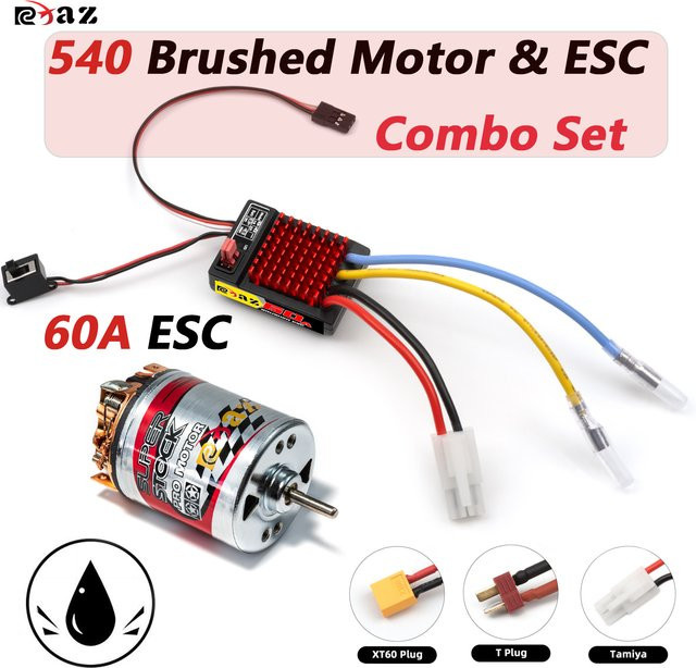 RCXAZ Bürstenmotor 12T-40T & 60A Wasserdichtes ESC-Kombiset für 1/10 RC Crawler - Bild 1