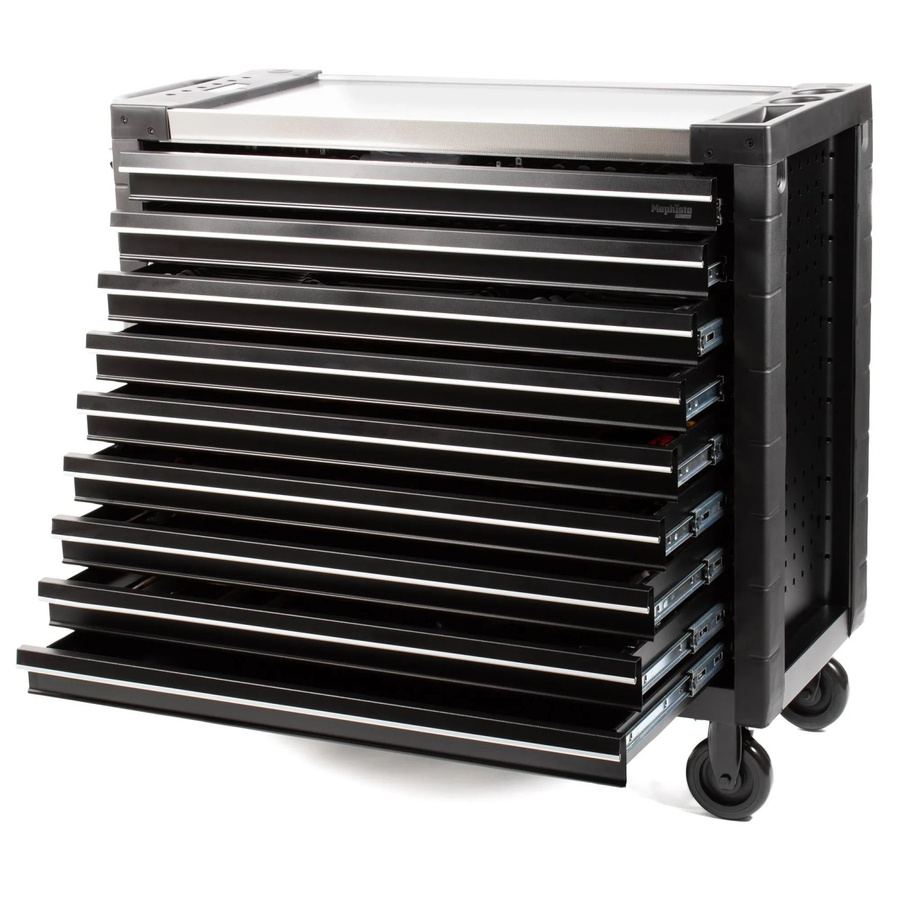Mephisto-Tools Pro-Line Big Werkzeugwagen in Schwarz mit 9 Schubfächern und Werkzeug, aus Edelstahl, B/T/H: 98,4 x 46,6 x 109,0 cm - Bild 2