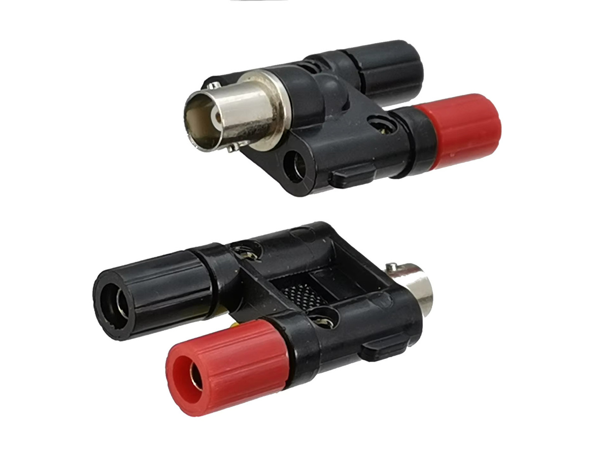 Adapter-Steckverbinder BNC auf 2 Dual-Bananenstecker und Buchse RF-Koaxial-Konverter FJH-20 - Bild 2