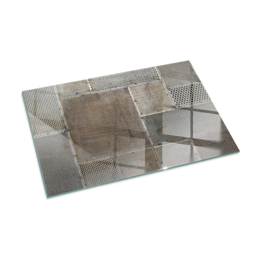 Tulup Glasplatte für Kamin mit Lochblechmuster als Funkenschutzplatte in Beige, B: 100 cm, H: 70 cm - Bild 2