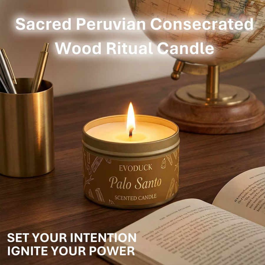 EVODUCK Palo Santo Duftkerze Premium Purify Elevate zur Energie-Reinigung und Meditation in Beige - Bild 6