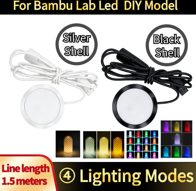 JINGLIN LED-Lampen-Kit für Bambu Lab, verstellbares CCT-Lichtset mit USB-Anschluss, weiß, rundes DIY-Modell-Hardware-Set ohne Lampengehäuse - Bild 1