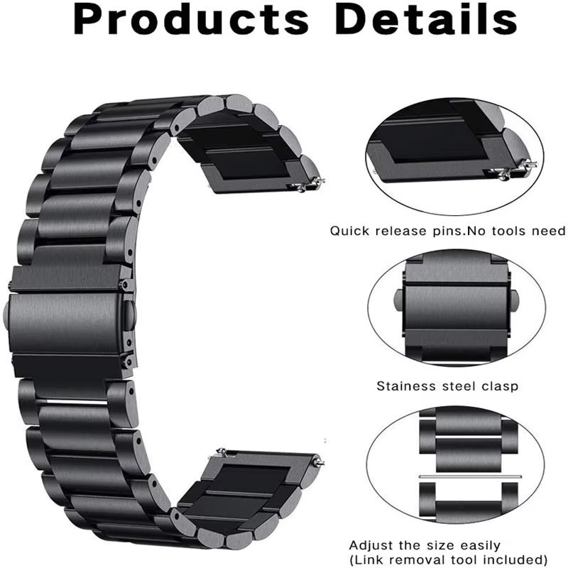 jansin Uhrenarmband Edelstahl, Schwarz, Unisex - Bild 2