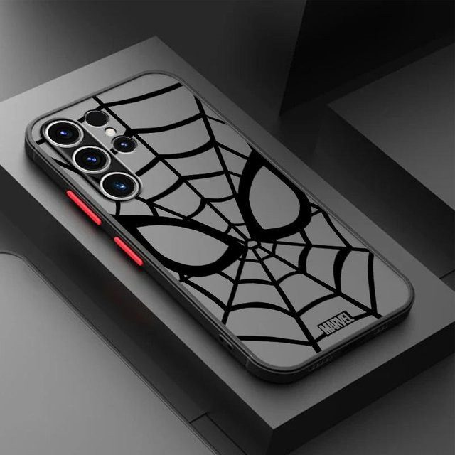 Marvel Spider Man Logo Schutzhülle für Samsung Galaxy S25 S24 S23 S22 S21 S20 S10 S9 (Transparent/Schwarz/Grau) - Bild 1