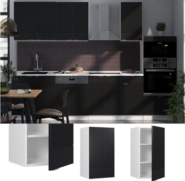 Vicco Hängeschrank Fame-Line Küchenschrank Weiß Schwarz gestreift Breite: 40 cm - Bild 1