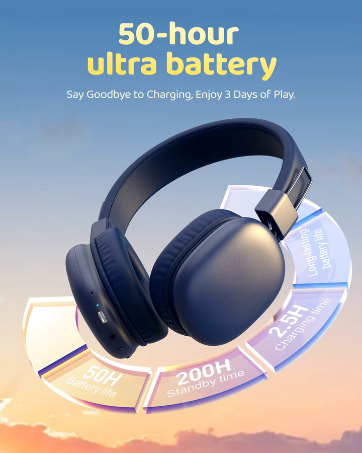 Awatrue Kinder Bluetooth 5.4 Over-Ear Kopfhörer in Blau mit Mikrofon, sicherem Lautstärkeregler 85dBA und USB-C Aufladung, faltbar und kabellos - Bild 3