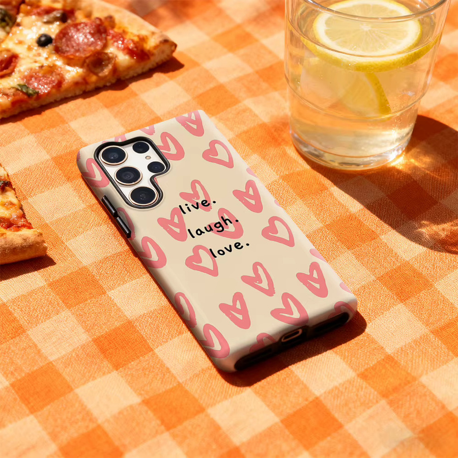 Live Laugh Love Hearts Handyhülle für Samsung Galaxy S25 Ultra, S24 und S23 Ultra Plus mit glänzender doppellagiger Rückseite in Multicolour - Bild 2