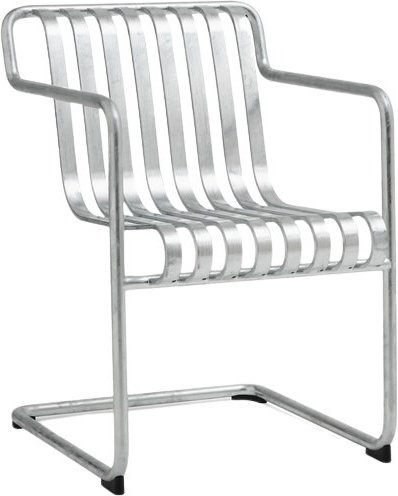 HAY Palissade Cantilever Dining Armlehnenstuhl aus pulverbeschichtetem Stahl in Silber - Bild 1